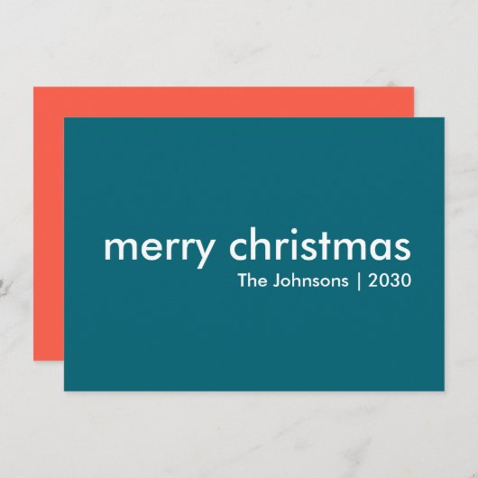 Cartes Pour Fêtes Annuelles Noël turquoise | Smoke Blue Minimal Simple Clean (Devant / Derrière)