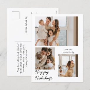 Cartes Pour Fêtes Annuelles Noël Typographie moderne Trois photos