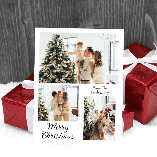 Cartes Pour Fêtes Annuelles Noël Typographie moderne Trois photos