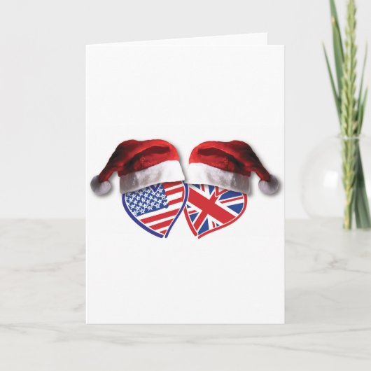 Cartes Pour Fêtes Annuelles Noël UK USA Hearts (Devant)