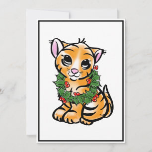 Cartes Pour Fêtes Annuelles Noël Vacances bébé Tigre sainte couronne