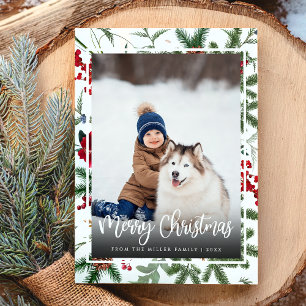 Cartes Pour Fêtes Annuelles Noël Vacances Élégante Photo Botanique Moderne