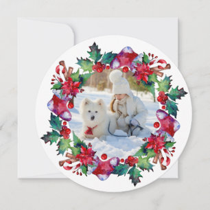 Cartes Pour Fêtes Annuelles Noël Vacances Stocker Floral Wreath Photo