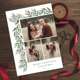 Cartes Pour Fêtes Annuelles Noël Verdure Blanche 3 Photo Christmas