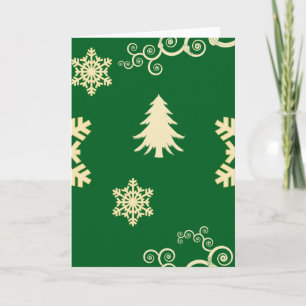Cartes Pour Fêtes Annuelles Noël vert avec des flocons de neige à la crème