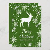 Cartes Pour Fêtes Annuelles Noël vert cerf (Devant / Derrière)