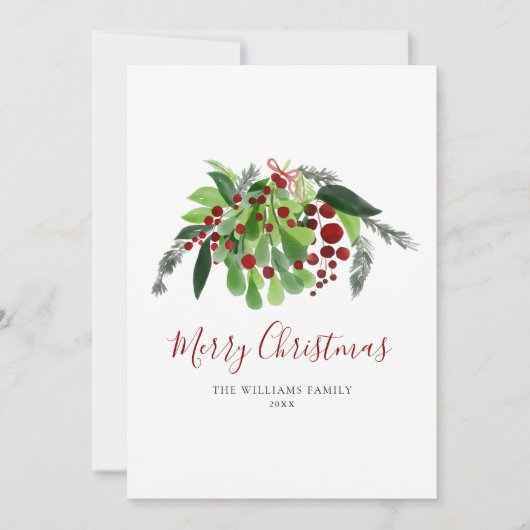 Cartes Pour Fêtes Annuelles Noël vert des baies rouges (Devant)