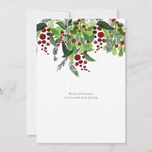Cartes Pour Fêtes Annuelles Noël vert des baies rouges (Dos)