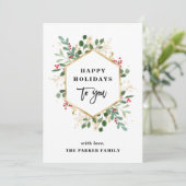 Cartes Pour Fêtes Annuelles Noël Vert doré Blanc | Joyeuses fêtes (Debout devant)