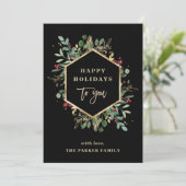 Cartes Pour Fêtes Annuelles Noël Vert doré Noir | Joyeuses fêtes (Debout devant)