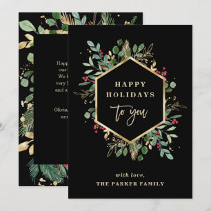 Cartes Pour Fêtes Annuelles Noël Vert doré Noir Joyeuses Fêtes