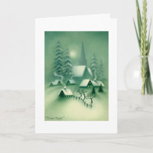 Cartes Pour Fêtes Annuelles Noël vert nuit silencieux