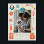 Cartes Pour Fêtes Annuelles Noël Vert Ornement mignonne Photo de famille<br><div class="desc">Noël Coloré Famille Vacances Photo</div>
