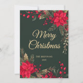 Cartes Pour Fêtes Annuelles Noël vert rouge Gold Festive (Devant)