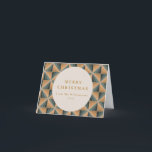 Cartes Pour Fêtes Annuelles Noël Vert Vintage Déco Personnalisé Vierge plié<br><div class="desc">Cette carte de vacances festive pliée présente des formes géométriques art déco vintages motif en vert et or avec un accueil modifiable.</div>