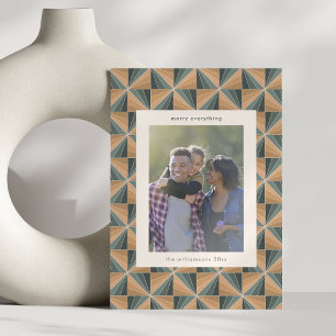 Cartes Pour Fêtes Annuelles Noël vertical photo personnalisée en vert doré vin