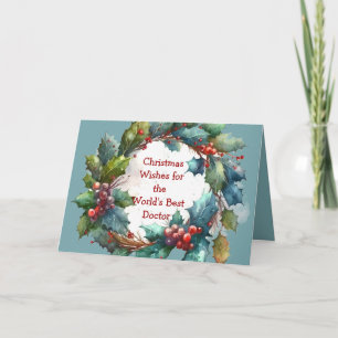 Cartes Pour Fêtes Annuelles Noël veut Holly Berry Wreath pour Docteur