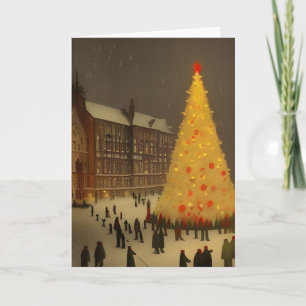 Cartes Pour Fêtes Annuelles Noël victorien britannique avec arbre doré