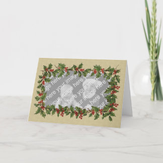 Cartes Pour Fêtes Annuelles Noël victorien de cadre de photo de houx et de