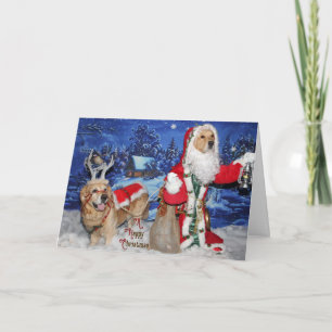Cartes Pour Fêtes Annuelles Noël victorien de Père Noël de golden retriever