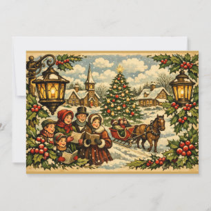Cartes Pour Fêtes Annuelles Noël victorien Église et chants de Noël