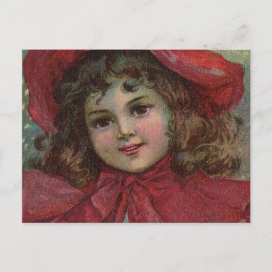 Cartes Pour Fêtes Annuelles Noël Victorien Enfant Rouge Casquette Portrait Fil (Devant)
