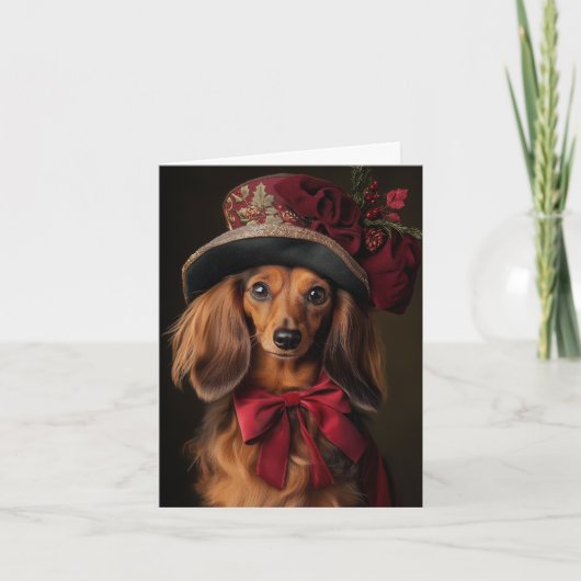 Cartes Pour Fêtes Annuelles Noël victorien Long Haired Dachshund (Devant)