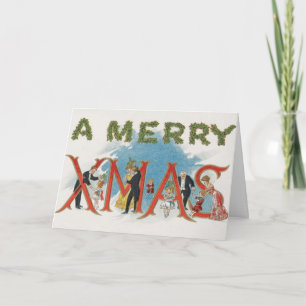 Cartes Pour Fêtes Annuelles Noël victorien vintage, une fête de Noël joyeuse