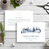 Cartes Pour Fêtes Annuelles Noël Village d'hiver Bleu Non Photo