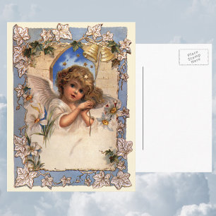 Cartes Pour Fêtes Annuelles Noël vintage, Ange victorien avec cloches d'or