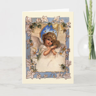 Cartes Pour Fêtes Annuelles Noël vintage, Ange victorien avec cloches d'or
