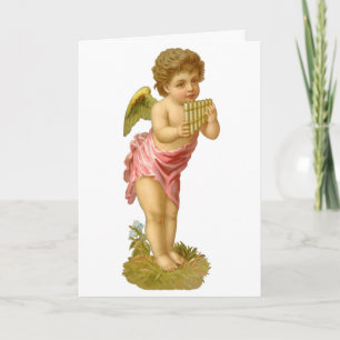 Cartes Pour Fêtes Annuelles Noël vintage, Angel musicien avec pots