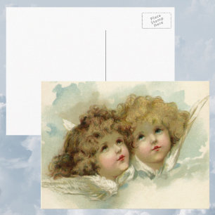 Cartes Pour Fêtes Annuelles Noël vintage, Anges victoriens dans les nuages