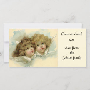 Cartes Pour Fêtes Annuelles Noël vintage, Anges victoriens dans les nuages