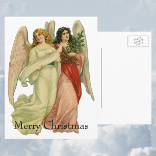 Cartes Pour Fêtes Annuelles Noël Vintage, Antique Victorian Angel Die Cut