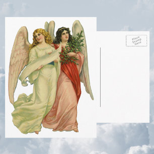 Cartes Pour Fêtes Annuelles Noël Vintage, Antique Victorian Angel Die Cut