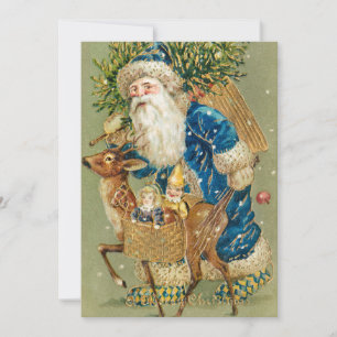 Cartes Pour Fêtes Annuelles Noël vintage au Père Noël et aux Cerfs