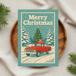 Cartes Pour Fêtes Annuelles Noël Vintage Camion Rouge