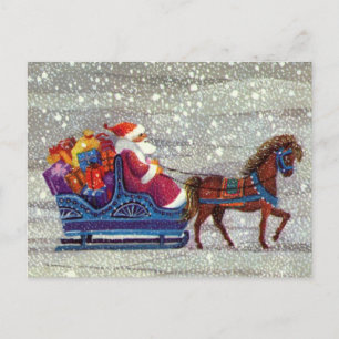 Cartes Pour Fêtes Annuelles Noël Vintage, Cheval du Père Noël