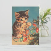 Cartes Pour Fêtes Annuelles Noël vintage de chat (Debout devant)