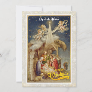 Cartes Pour Fêtes Annuelles Noël vintage de la Nativité I Classique Religieux