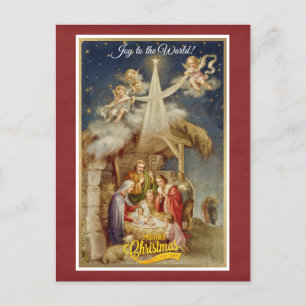 Cartes Pour Fêtes Annuelles Noël vintage de la Nativité I Classique Religieux