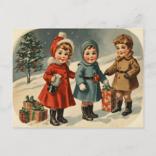 Cartes Pour Fêtes Annuelles Noël vintage des enfants des années 1900