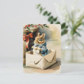 Cartes Pour Fêtes Annuelles Noël vintage du lapin (Debout devant)