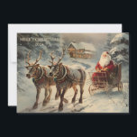 Cartes Pour Fêtes Annuelles Noël vintage du Père Noël Doré Neige Joyeux Noël<br><div class="desc">Elégante carte de voeux de Noël vintage avec un tableau du Père Noël à travers la neige dans son traîneau derrière deux rennes. Le texte dit : "Joyeux Noël". Personnalisez avec l'année en cours. Personnalisé au dos avec votre message et votre nom. Contactez-moi pour obtenir de l'aide sur votre personnalisation...</div>