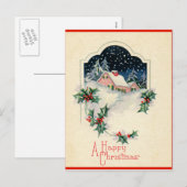 Cartes Pour Fêtes Annuelles Noël vintage et heureux (Devant / Derrière)