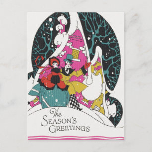 Cartes Pour Fêtes Annuelles Noël Vintage, Fancy Victorian Town People