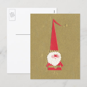 Cartes Pour Fêtes Annuelles Noël vintage, Gnome du Père Noël mignon sur fond d