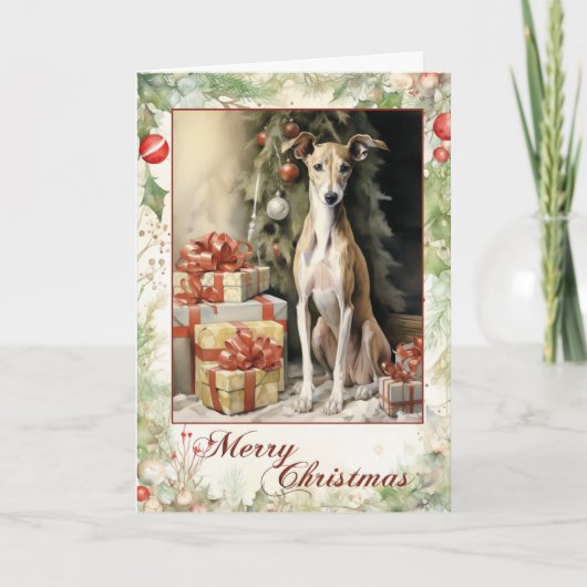 Cartes Pour Fêtes Annuelles Noël vintage Greyhound (Devant)