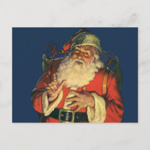 Cartes Pour Fêtes Annuelles Noël vintage, Jolly Santa Claus avec jouets